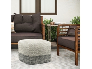 Macie Square Woven Pouf
