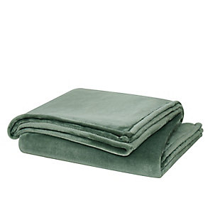 Cannon Solid Plush Throw, Green, rollover