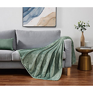 Cannon Solid Plush Throw, Green, large