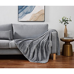Cannon Solid Plush Throw, Gray, rollover