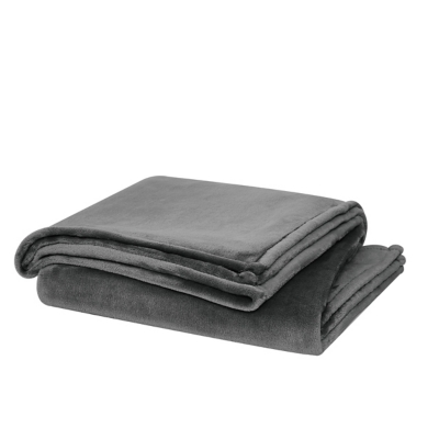 Cannon Solid Plush Throw, Gray, large