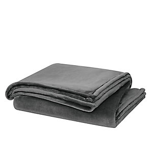 Cannon Solid Plush Throw, Gray, rollover