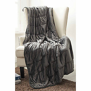 The SILVADUR Antimicrobial Plush Mink Machine Washable 12 lb. Weighted Blanket features patent pending, innovative and machine washable/dryable technology. This easy care construction is designed for everyday use, no matter how messy it gets. Created with plush faux mink fabric and simplistic yet fashionable colors, this blanket is perfect for any day, anywhere. Fabric treated by SILVADUR antimicrobial technology for intelligent freshness protection. Naturally reducing stress while improving comfort and relaxation, this weighted throw blanket has you covered.Made with fabric treated by SILVADUR™ antimicrobial technology for intelligent freshness protection | Storm gray | Innovative construction for safe laundering; both machine washable and dryable | Plush faux mink fabric, super soft to touch, breathable design | Box quilting to ensure evenly distributed weight throughout the blanket | Premium micro glass bead fill with 4 layers of lining to provide endless comfort | Weighted blankets provide deep pressure stimulation which reduces stress while promoting comfort and relaxation | Care: wash before use; machine wash cold non-chlorine bleach; tumble dry low heat
