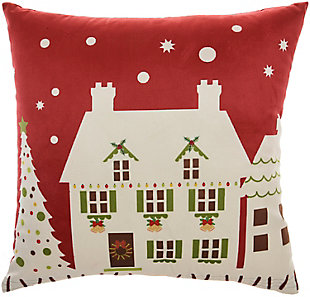 Nourison Mina Victory 18" x 18" Holiday Pillow Light Up House, , large