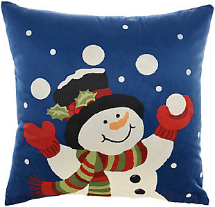 Nourison Mina Victory 18" x 18" Holiday Pillow Light Up Snowman, , large