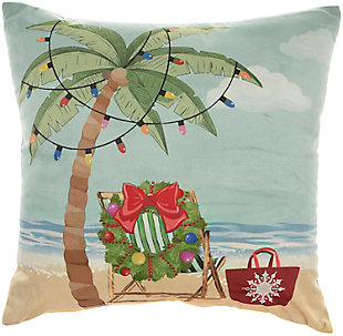 Nourison Mina Victory 18" x 18" Holiday Pillow Light Up Beach, , large