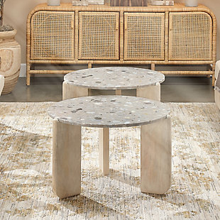 Relaxed Elegance Lincoln Wood and Terrazzo Coffee Table, , rollover