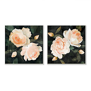 Stupell Industries Country Rose Garden Pink Green Nature Flower Painting, 12 x 12, Wood Wall Art, , large
