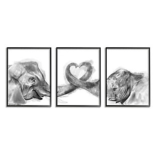 Stupell Industries Elephant Trunk Heart Jungle Animal Illustration, 11 x 14, Framed Wall Art, White, large