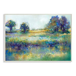 Stupell Industries Wetland Watercolor Landscape Abstract Blue Green Painting, 10 x 15, Wood Wall Art, Blue, large