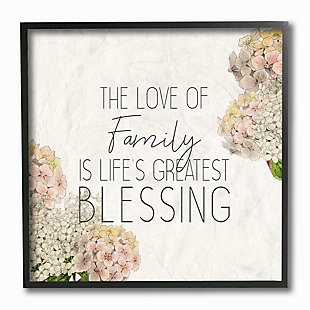 Stupell Industries Love Of Family Religious Flower Word Design, 12 x 12, Framed Wall Art, , large