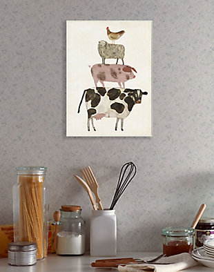 Stupell Industries Cow Sheep Pig and Chicken Barnyard Buds Stacked Farm Animals, 10 x 15, Wood Wall Art, Multi, rollover