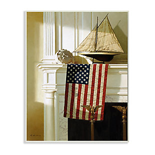 Stupell Industries Nautical Americana Mantle Realistic Traditional Painting, 10 x 15, Wood Wall Art, Multi, large