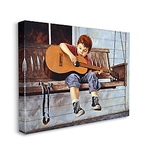 Stupell Industries Boy Strumming Guitar Front Porch Swing Painting, 16 x 20, Canvas Wall Art, Multi, large