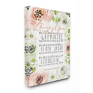 Stupell Industries Amazing Grace Pink Floral Sheet Music Flower Americana, 16 x 20, Canvas Wall Art, White, large