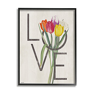 Stupell Industries Rustic Love Text Colorful Farm Tulip Florals, 11 x 14, Framed Wall Art, Beige, large