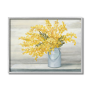 Stupell Industries Golden Fall Floral Bouquet in Country Milk Tin, 11 x 14, Framed Wall Art, Gray, large