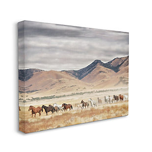 Stupell Industries Wild Horses Roaming Across Western Landscape, 24 x 30, Canvas Wall Art, Brown, large