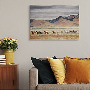 Stupell Industries Wild Horses Roaming Across Western Landscape, 30 x 40, Canvas Wall Art, Brown, rollover