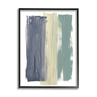 Stupell Industries Abstract Vertical Paint Strokes Blue Yellow Green, 11 x 14, Framed Wall Art, Blue, large