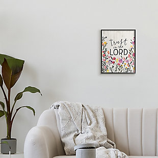 Stupell Industries Trust in the Lord Proverb Spring Watercolor Flowers, 11 x 14, Framed Wall Art, Off White, rollover