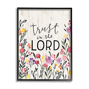 Stupell Industries Trust in the Lord Proverb Spring Watercolor Flowers, 11 x 14, Framed Wall Art, Off White, large