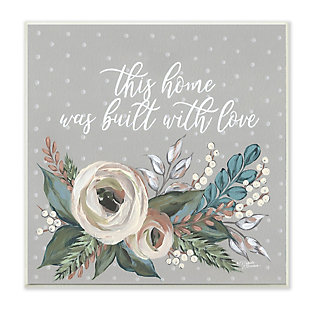 Stupell Industries Home Built With Love Quote Assorted Bouquet, 12 x 12, Wood Wall Art, , large