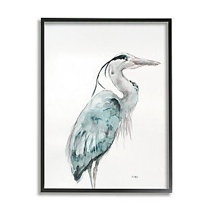 Stupell Industries Watercolor Crane Soft Blue Tones Aquatic Bird, 11 x 14, Framed Wall Art, Blue, large