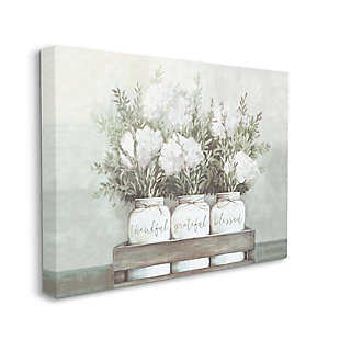 Stupell Industries Pristine Hydrangea Bouquets Thankful Grateful Blessed Sentiment, 36 x 48, Canvas Wall Art, Off White, large