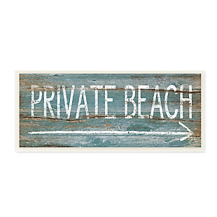 Stupell Industries Rustic Distressed Private Beach Sign Right Arrow Direction, 7 x 17, Wood Wall Art, , large