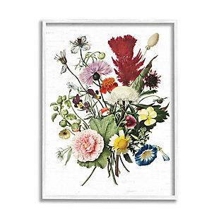 Stupell Industries Wild Botanical Bouquet Vintage Illustration over White, 11 x 14, Framed Wall Art, Green, large