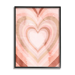 Stupell Industries Retro Pink Heart Kaleidoscopic Pop Pattern, 11 x 14, Framed Wall Art, Pink, large