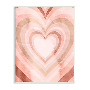 Stupell Industries Retro Pink Heart Kaleidoscopic Pop Pattern, 10 x 15, Wood Wall Art, Pink, large