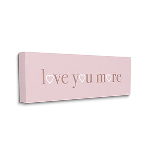 Stupell Industries Soft Pink Love You More Phrase Heart Shapes, 10 x 24, Canvas Wall Art, Pink, large