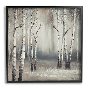 Stupell Industries Misty Birch Tree Forest Muted Landscape Grey White, 12 x 12, Framed Wall Art, Gray, large