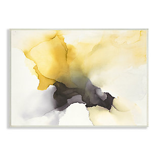 Stupell Industries Futuristic Yellow Cloud Abstraction Fluid Shape Distortion, 10 x 15, Wood Wall Art, Yellow, large