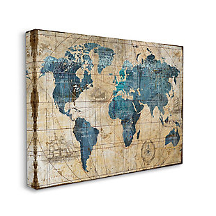 Stupell Industries Vintage Abstract World Map Design, 16 x 20, Canvas Wall Art, Multi, large