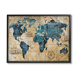 Stupell Industries Vintage Abstract World Map Design, 11 x 14, Framed Wall Art, Multi, large
