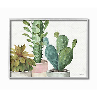 Stupell Industries Modern Succulents Pattern Green Watercolor Painting, 11 x 14, Framed Wall Art, Multi, large