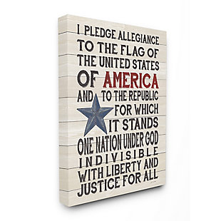 Stupell Industries Pledge of Allegiance Stars and Stripes Americana Rustic Wood Look Sign, 16 x 20, Canvas Wall Art, Multi, large
