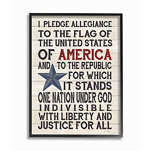 Stupell Industries Pledge of Allegiance Stars and Stripes Americana Rustic Wood Look Sign, 11 x 14, Framed Wall Art, Multi, rollover