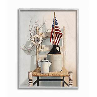 Stupell Industries Vintage Rustic Things American Flag Neutral Painting, 11 x 14, Framed Wall Art, Multi, large