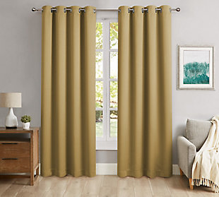 Saro Lifestyle Blackout Solid Color Window Curtains (Set of 2), Gold, large
