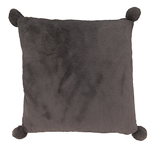 Saro Lifestyle Faux Rabbit Fur Design Throw Pillow with Poly Filling, Gray, large