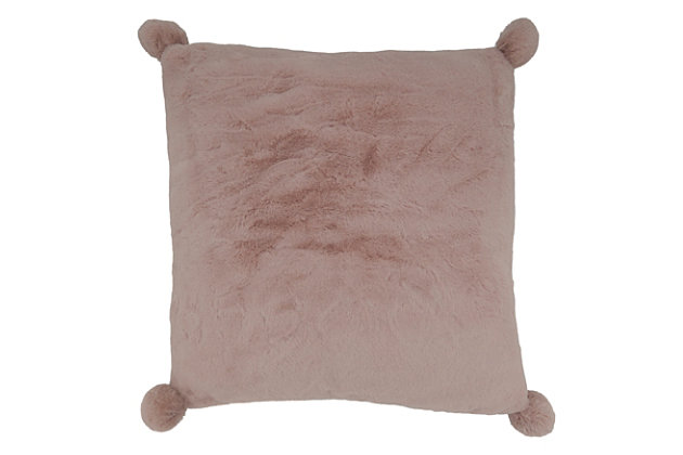 Revel in the softness and coziness of this adorable Faux Rabbit Fur Throw Pillow that simply hugs you back. The solid color design makes it easy to pair with an existing decor so it's the perfect accent piece for a living room sofa or armchair, as well as an ideal extra pillow on the bed.Material: 100% polyester  | Polyester cover with poly filled insert included (polyfill) | Design is reversible | Pillow has zipper closure | Color: Oatmeal | Care: spot clean | Imported