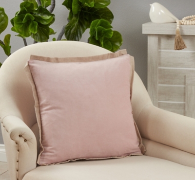 Saro Lifestyle Down-Filled Velvet Throw Pillow with Flange Edge, Blush, large