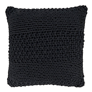 Add texture and warmth to your space with this super soft Knitted Design Throw Pillow. It's so cozy and comfortable, you'll want to snuggle up with it all winter long. The chic, neutral shades give it a classic look that's easy to pair with a wide range of other pillows or throw blankets.Material: 100% cotton | Cotton cover; no insert included  | Pillow has a solid back | Design is not reversible | Pillow has zipper closure | Color: Slate | Care: spot clean | Imported