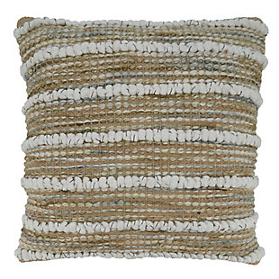 Saro Lifestyle Chunky Woven Design Down-Filled Throw Pillow, Natural, large