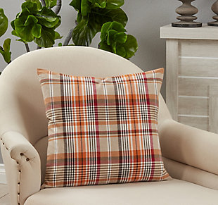 Saro Lifestyle Poly-Filled Colorful Plaid Throw Pillow, Multi, rollover
