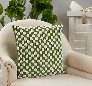 Saro Lifestyle Down-Filled Pom Pom Design Tufted Throw Pillow, , rollover